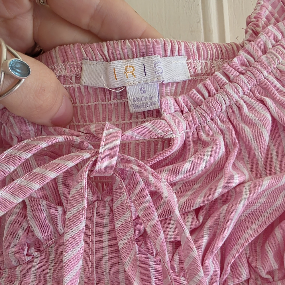 Iris Pink Striped Tiered Sundress with Sweetheart Neckline - Picture 7 of 9
